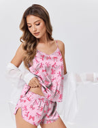 Ekouaer Satin Pajamas Set for Women Silk Cami Pjs Sets Soft Sleepwear V Neck Camisole Top and Shorts