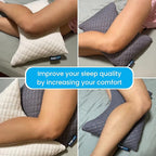 Sidney Sleep Mini Travel Size Neck Pillow - Knee, Back Lumbar and Support - Small Curved Pillow - 14 x 19 Inches - Adjustable Loft - Washable - Drawstring Backpack Included (Mini - Grey)