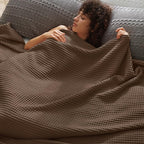 PHF Ultra Soft Waffle Weave Blanket Twin Size 66"x 90"- Washed Lightweight Breathable Cozy Woven Blanket for Bed - Aesthetic Decor for Couch Bedding Sofa Home Car - Chocolate