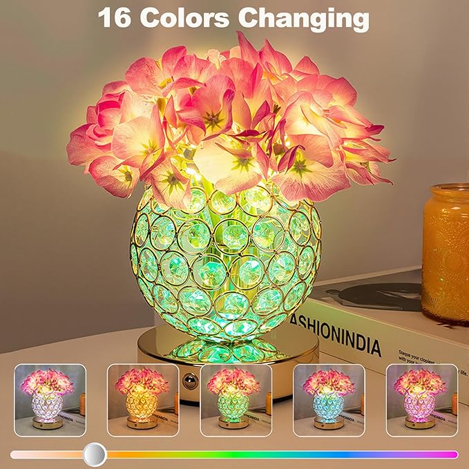 Hydrangea Flower Lamp with Remote, Rechargeable 16 Colors Changing Artificial Flower Table Lamp with 4 Modes, Dimmable Touch Cordless Lamp for Bedroom Room Home Decor, Gift for Mom Women (Purple)