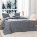 COTTEBED Ultra-Soft Winter King Size Comforter Set, Warm California Cal King Thick Milk Cup Cozy Fully Breathable Bedding 1 Down Alternative with 2 Pillowcase for Winter, Dark Gray