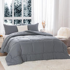 COTTEBED Ultra-Soft Winter King Size Comforter Set, Warm California Cal King Thick Milk Cup Cozy Fully Breathable Bedding 1 Down Alternative with 2 Pillowcase for Winter, Dark Gray