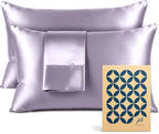 Satin Pillowcase 2 Pack - King Size (20"x40", Lavender) - Silky Pillow Cases for Hair and Skin - Satin Pillow Covers with Envelope Closure - Extra Soft Premium Microfiber