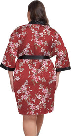 Women's Plus Size Satin Kimono Robes Short Silky Bathrobe Wedding Getting Ready Sleepwear Loungewear