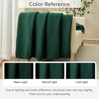 Knitted Throw Blanket 60"X80", Dark Green Knit Throws for Bed, Super Soft Boho Chevron Blankets for Couch Sofa Chair Room Decor, Textured Decorative Farmhouse Cozy Lightweight