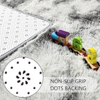 Noahas Fluffy 4x6 Area Rugs for Bedroom Living Room,Tie-Dyed Grey and White Thick Shag Throw Floor Carpet,Soft Shaggy Bedside Non-Slip Plush Dorm Nursery Kids Rug