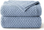 Whale Flotilla Chunky Knit Throw Blanket for Couch and Bed, Grey Blue Decorative Cozy Fleece Blanket, Reversible Soft Fuzzy Woven Throws, 50x60 Inch