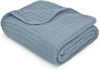 Comfy Cubs Muslin Baby Blanket - Soft, Lightweight, 6-Layer Cotton Swaddle Blankets for Newborns, Infants & Toddlers - 40" x 40" Large, Breathable & Versatile for Sleeping & Tummy Time - Pacific Blue