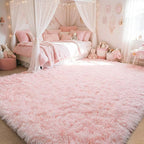 Amdrebio Pink Area Rugs 8x10 for Living Room, Large Fluffy Shag Rug for Bedroom, Kids Room Decor, Big Cute Furry Carpet for Teen Girls, Baby Nursery, Classroom, Soft Fuzzy Cozy Carpets for Playroom