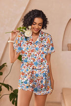 Ekouaer Womens Silk Pajama Sets Button Up Satin Pjs Short Sleeve 2 Piece Pj Sets Cute Lounge Sets with Chest Pocket