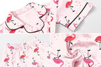 Umeyda Girls Womens Pajamas Set, Satin Silky Button Down Loungewear 2 Piece Short Sleeve Pants PJS Sets for Mommy Kids