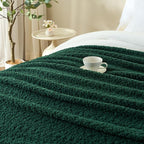 Throw Blanket for Couch, Dark Green Luxury Knitted Throws 50"x60", Textured Blankets with Handmade Fringe Tassels for Bed Sofa Decorative, Chunky Soft Farmhouse Boho Home Decor