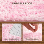 Litanika 5x8 Fluffy Shag Faux Fur Area Rug for Living Room Bedroom, Tie-Dyed Pink High Pile Soft Plush Shaggy Furry Bedside Playroom Dorm Carpet, Non-Slip, Non-Shedding Modern Indoor Floor Rug