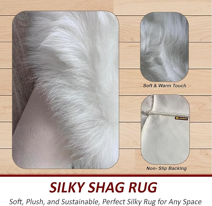 LAMBZY Bear Skin Rug Super Soft Fluffy Faux Fur for Bedroom Floor Sofa Living Room High-Density Plush Shaggy Carpet Sofa Cover Bedside Sheepskin Rug (4'x6', White)