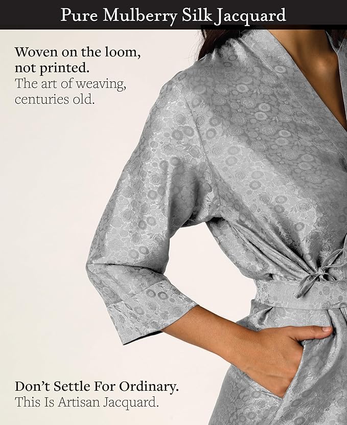 Tara Sartoria Luxury Artisan Silk Robe for Women, Washable, Full Length, Jacquard, XS–4XL, Oprah Daily 2025