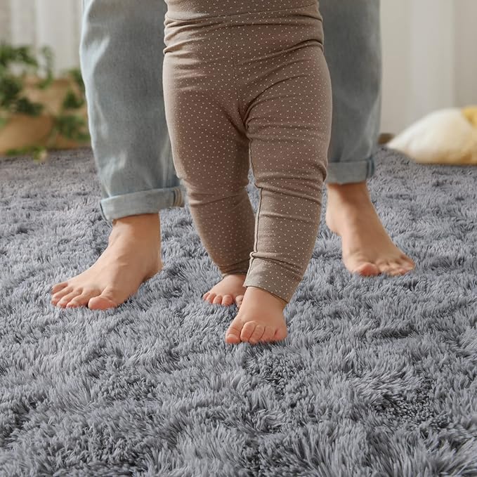 YJ.GWL Area Rugs for Bedroom, 2x3 Door Mat Washable Small Grey Bedside Rug,Fluffy Shaggy Entryway Rugs for Living Room, Shag Indoor Floor Carpet for Kids Boy and Girls, Home Decor Aesthetic