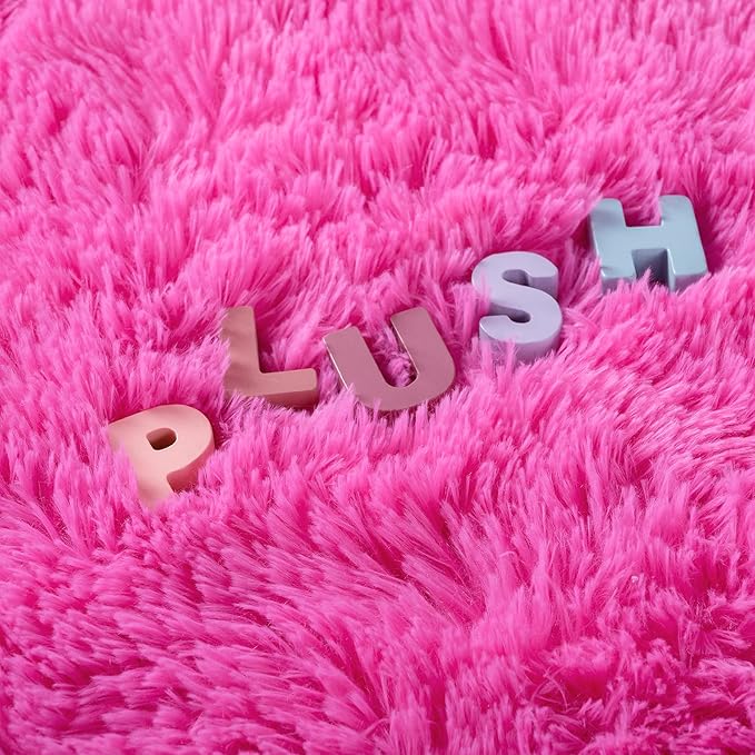 Noahas Fluffy 5x7 Hot Pink Rugs for Bedroom Girls,Shaggy Kids Rug,Thick Shag Throw Floor Carpet,Soft Non-Slip Dorm Nursery Area Rugs for Living Room Home Decor Aesthetic