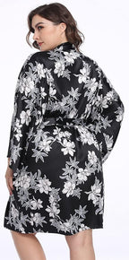Women's Plus Size Satin Kimono Robes Short Silk Bathrobe Bridesmaid Wedding Party Nightgown Sleepwear