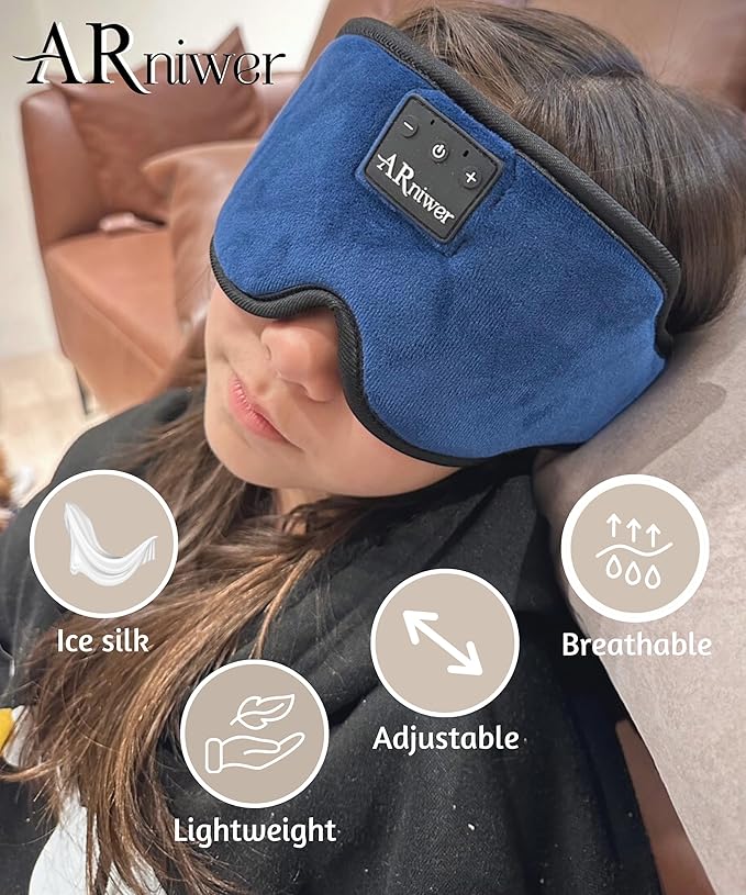 Bluetooth Music Eye Mask Wireless Bluetooth Speaker with Crystal Clear Stereo Cradle Sound, Suitable for Relaxing, Sleeping, and Resting. (Purple)