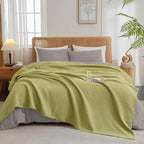 PHF Ultra Soft Waffle Weave Blanket Queen Size 90"x 90"- Washed Lightweight Breathable Cozy Woven Blanket for Bed - Aesthetic Decor for Couch Bedding Sofa Home Car - Olive Green