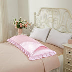 Pink Satin Pillowcases Body Pillow for Hair and Skin,Pink Body Pillow Silk Pillowcase with Envelope Closure Princess Room Decoration