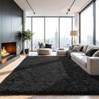Blivonta Area Rugs for Bedroom Living Room, 4x6 Soft Large Fluffy Fuzzy Shag Plush Furry Carpet, Soft Indoor Floor Mat for Kids Nursery Home Dorm Office Decor Aesthetic, Black