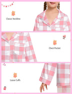 EPLAZA Kids Satin Pajamas Sets Girls Boys Button-Down Silky Pajamas Sleepwear with Hairband Eye Mask Hair Tie