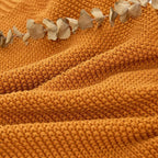 Longhui bedding Burnt Orange Cotton Cable Knit Throw Blanket for Couch Sofa Chair Bed Home Decorative, 3.4 Pounds 60 x 80 Inch Woven Throw Blankets with Bonus Laundering Bag