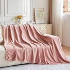 NEWCOSPLAY Super Soft Throw Blanket Premium Silky Flannel Fleece Leaves Pattern Lightweight Blanket All Season Use (Dusty Pink, Throw(40"x50"))