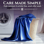 SLEEP SANCTUARY Satin Sheets Twin Size – 3 Piece Luxury Silky Bed Set, Softer Than Silk, 15" Deep Pocket, Cooling & Wrinkle-Free, Moisture-Wicking & Breathable for Hair & Skin (Blue)