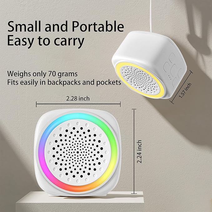 Portable Sound Machine for Baby Sleep, 26 White Noise Sound Machine, 9 Color, Timer & Memory Function White Noise Sound Machine for Baby Adults, Office, Privacy Hotel (Mini)