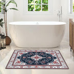 Area Rug 2x3 ft Entry Rug Washable Vintage Boho Rugs Non Slip Low Pile Floral Door Mat Small Carpet for Bedroom, Bedside, Kids Room, Office, Dining Room