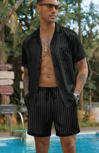 Ekouaer Men Satin Silk Pajamas Set with Pockets Sleepwear Shorts Satin Summer Loungewear 2 Piece Button Down Set S-3XL