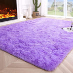 Noahas Fluffy 4x6 Purple Rugs for Bedroom Girls,Shaggy Kids Rug,Thick Shag Throw Floor Carpet,Soft Non-Slip Dorm Nursery Area Rugs for Living Room Home Decor