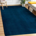 Andecor Shag Living Room Area Rug, 6x9 Navy Blue Washable Fuzzy Bedroom Rugs, Soft Fluffy Indoor Carpets for Dorm Boys Girls Kids Room Nursery Home Decorations