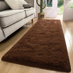 Macgace Fluffy Runner Rug, 2x6 Brown Washable Hallway Area Rugs for Bedroom Living Room Kitchen Laundry, Long Shag Rug with Non Slip Rubber Backing Fuzzy Entryway Carpet Modern Home Decor