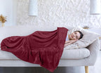 Utopia Bedding Fleece Blanket Queen Size Burgundy 300GSM Luxury Anti-Static Fuzzy Soft Microfiber Bed Blanket (90x90 Inch)