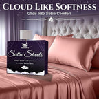 SLEEP SANCTUARY Satin Sheets King Size – 4 Piece Luxury Silky Bed Set, Softer Than Silk, 15" Deep Pocket, Cooling & Wrinkle-Free, Moisture-Wicking & Breathable for Hair & Skin (Blush Pink)