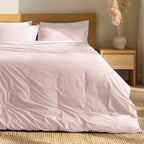 Bare Home 100% Organic Cotton Queen Duvet Cover Set - Crisp Percale Weave - Lightweight & Breathable - Cooling Duvet Cover Set (Queen, Dusty Pink)