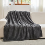 NEWCOSPLAY Super Soft Twin Blanket Grey Premium Silky Flannel Fleece 3D Waffle Checkered Lightweight Bed Blanket All Season Use (Dark Grey, Twin(60"x80"))