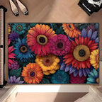 Flower Area Rug 2x3 ft Entry Rug Washable BohemianRugs Non Slip Low Pile Floral Door Mat Small Carpet for Bedroom, Bedside, Kids Room, Office, Dining Room
