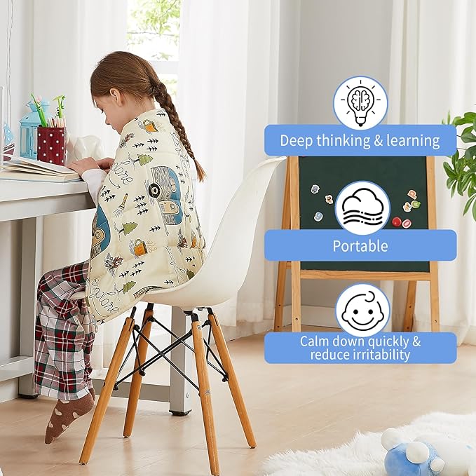 HOSUKKO Weighted Blanket - 2 lbs Ivory Forest Heavy Blanket - Small Size Breathable Blanket(20 * 30 inches, 2 lbs)