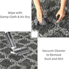Litanika 3x5 Geometric Shag Area Rug for Bedroom, Dark Grey and White High Pile Ultra Soft Plush Shaggy Furry Bedside Playroom Dorm Carpet, Non-Slip, Non-Shedding Indoor Floor Rug
