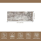 2x6 Runner Rug Non-Slip Washable for Kitchen Hallway - Modern Abstract Neutral Carpet Runner for Bedroom Bedside Laundry Room Entryway – Soft Low-Pile Stain-Resistant (Brown Beige, 2x6)