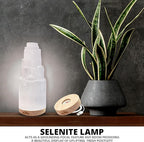 Himalayan Glow Selenite Crystal Lamp 20cm Large, Hand Curved Crystal Lamp with (ETL Certified) Wooden Base & USB Charging Cable for Home Décor - White