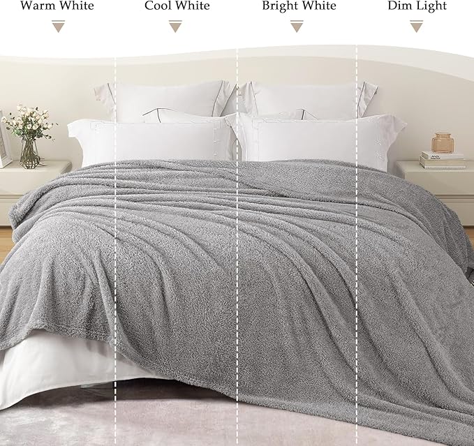 Exclusivo Mezcla Fleece King Size Bed Blanket, Ultra Soft, Lightweight and Fuzzy Light Grey Blanket for Women, Home Decor, 90x104 Inches