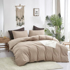 CLOTHKNOW Khaki Queen Comforter Set Cream Coffee Bedding Comforter Sets Soft Taupe Queen Comforter All Season Wheat Tan Comforter Sets Queen