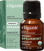 Cliganic USDA Organic Spearmint Essential Oil, 100% Pure Natural Undiluted, for Aromatherapy (10ml) | Non-GMO Verified