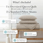 Southshore Fine Living, Inc. Oversized Full Size Quilt Bedding Set, Lightweight Bedspread, Soft Coverlet 3-Piece Set with Two Matching Quilted Pillow Shams, All Season Full/Queen Quilts, Sandy Taupe