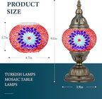 Marrakech Vintage Lamp Turkish Mosaic Lamps with Tiffany Style, Handmade Moroccan Table Lamps with Bronze Base Including LED Bulb for Living Room Bedroom Decor (Red)
